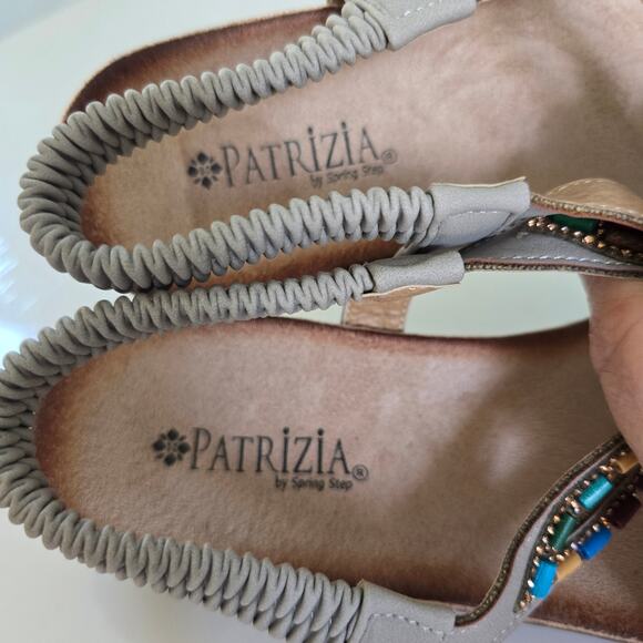 Patrizia By Spring Step Volcanic T-Strap Sandals Women's 8 Gray Beaded Comfort - Picture 7 of 10